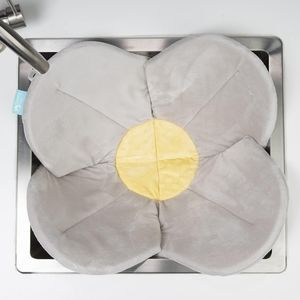 Blooming Bath Lotus Baby Bath Mat Gray Light Yellow 4 Petal Baby Sink Cushion